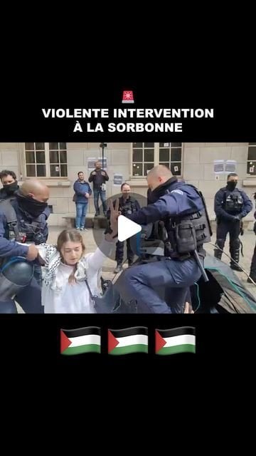 Révolution Permanente sur Instagram: "La police est entrain de dégager violemment les étudiant·e·s qui avaient installé un campement dans la cour de La Sorbonne à l’appel de Columbia et Sciences Po, en soutien avec 🇵🇸. Cette répression est inacceptable !"