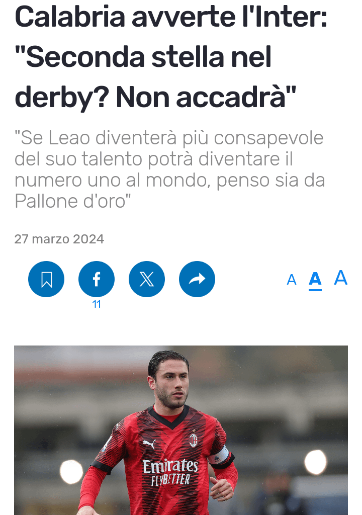 "Second star in the derby? That's not gonna happen". Been saving this for the last month. Thanks captain Calabria.