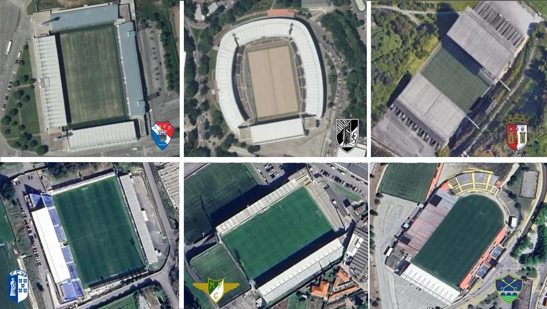 Vista aérea dos estádios da 1ª Liga