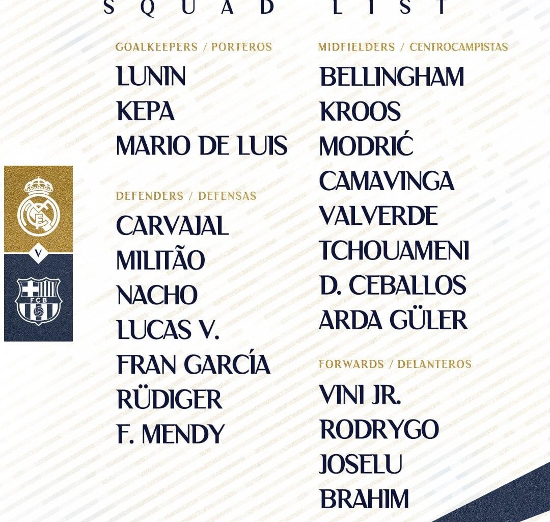 📋✅ Our squad for the match!  
🆚  FC Barcelona