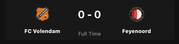FC Volendam can still vaguely dream of survival after witholding Feyenoord to a draw: 0-0