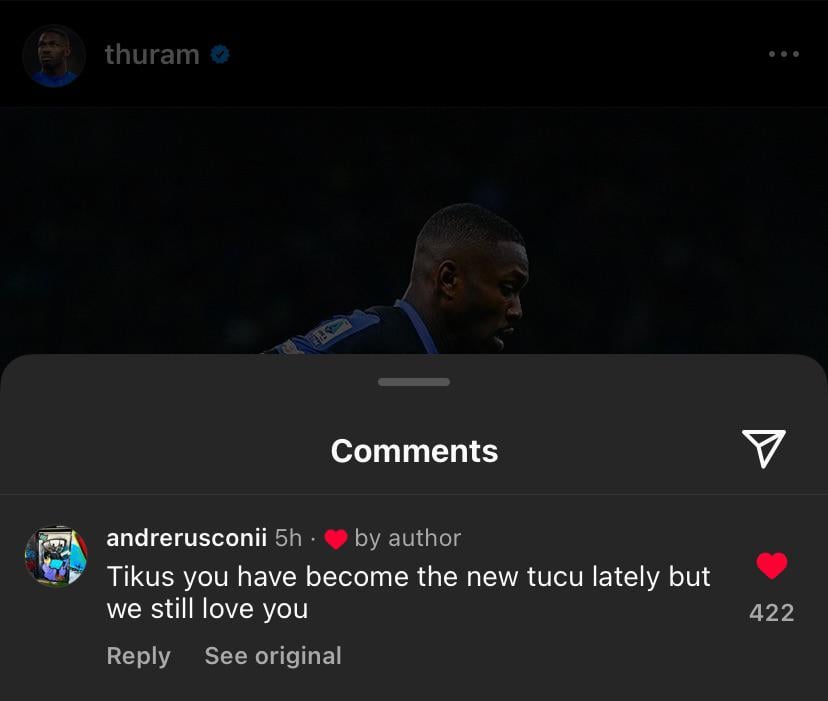 Marcus Thuram liked a comment where someone called him the new Joaquin Correa on his Instagram 💀