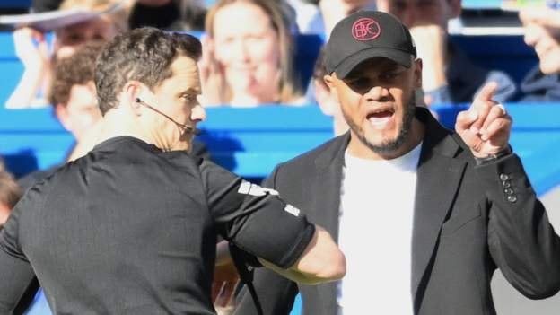Burnley boss Kompany given two-match touchline ban (one match immediate, one match suspended)