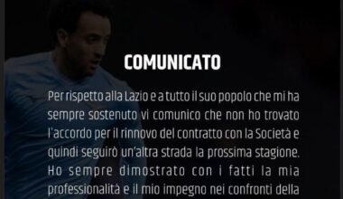 Felipe Anderson officially announced that he will NOT renew his contract with Lazio.