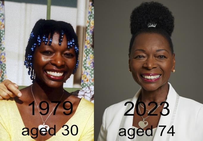 Pictures of kids TV legend Dame Floella Benjamin 44 years apart. There must be a terrible portrait of her in an attic somewhere.