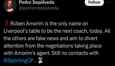Depois de dois community notes a desmentirem os tweets de Pedro Sepulveda sobre Rubén Amorim (agora apagados), o jornalista volta a tentar um terceiro. Será que vai para o Hattrick? (novo post nos comentários)