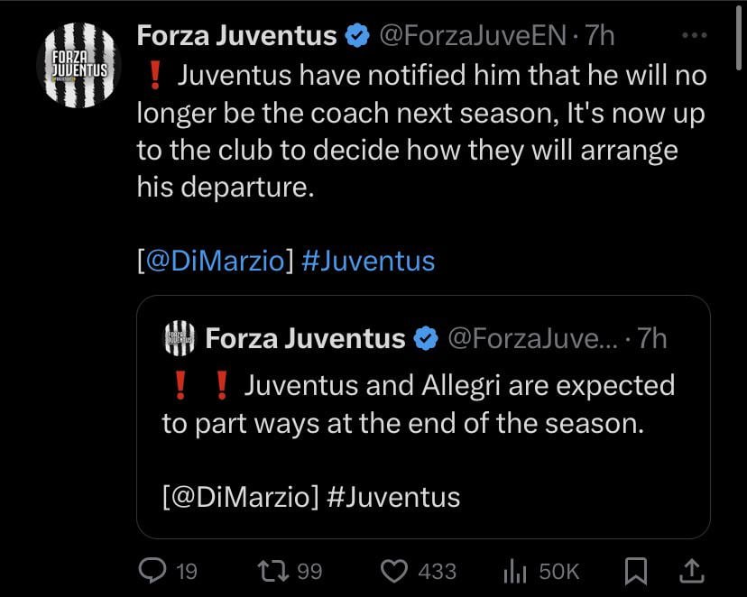 Allegri and Juventus expected to part ways at the end of the season
