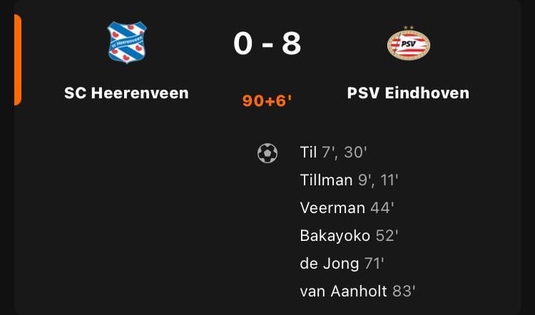 PSV demolish Heerenveen and can ready the Flat Car: 0-8