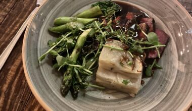 Beef filet with Asparagus, Kale, Potatoes, and Bordelaise Sauce in Copenhagen