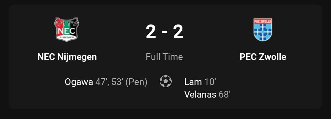 Ten minutes of Koki Ogawa brilliance aren't enough as Schendelaar saves PEC a point