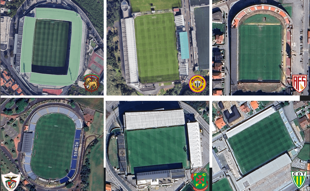 Vista aérea dos estádios da 2ª Liga