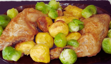 Roast Chicken with Potatoes and Sprouts