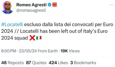 Locatelli left out of the Euros Squad.