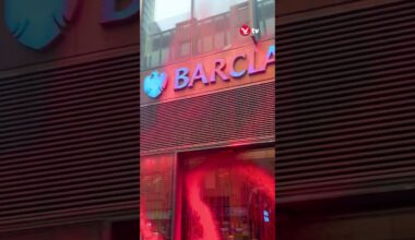 Pro-Palestine protesters spray Barclays with red paint #shorts