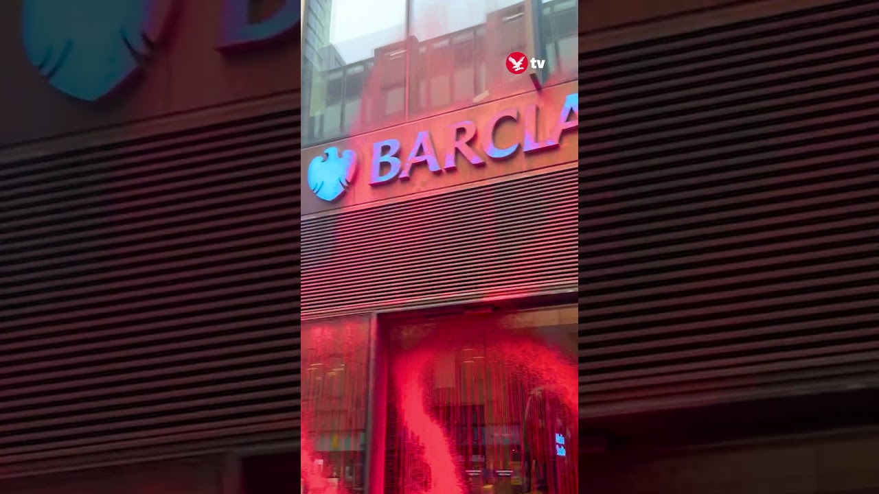 Pro-Palestine protesters spray Barclays with red paint #shorts