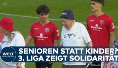 ALTERSARMUT IN DEUTSCHLAND: Beim Drittliga-Derby begleiteten Rentner die Profis auf den Platz