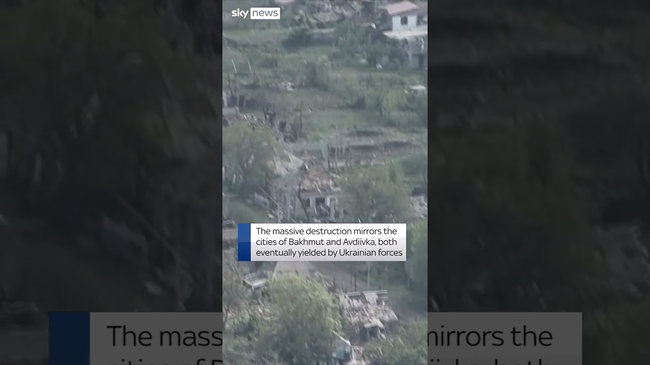 Drone shows destroyed Ukrainian city