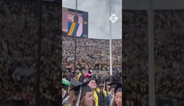 Pro-palestine protestors waved off by 'USA' chants after disrupting Michigan graduation ceremony