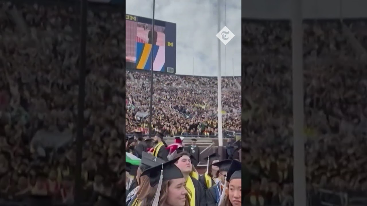 Pro-palestine protestors waved off by 'USA' chants after disrupting Michigan graduation ceremony