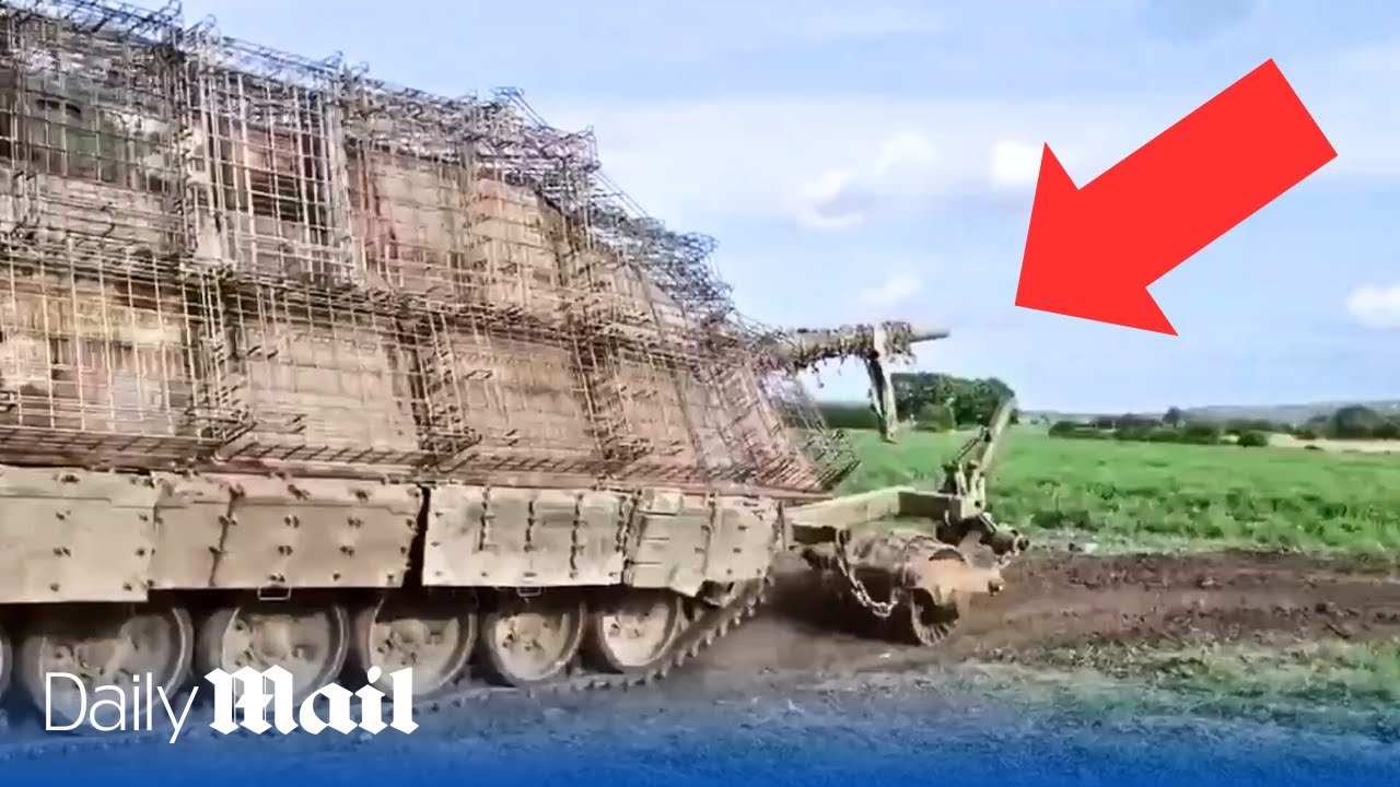 Russian troops have created a monster ‘turtle tank’ as they try to thwart Ukrainian drones.
