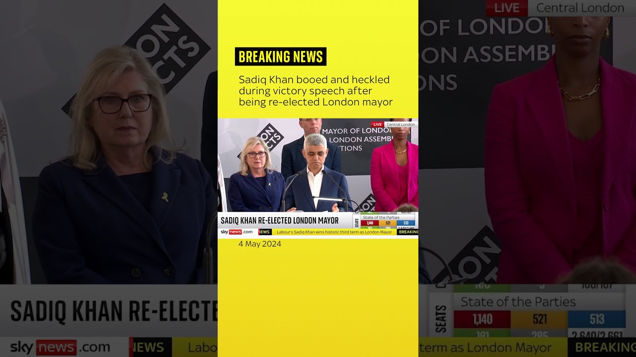 Sadiq Khan heckled by losing candidate as he's officially declared winner of London mayoral election