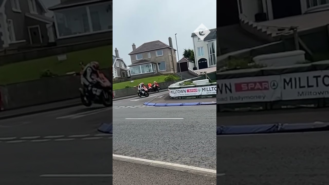 Moment motorbike rider is flung 25ft in the air after horror crash – and walks away