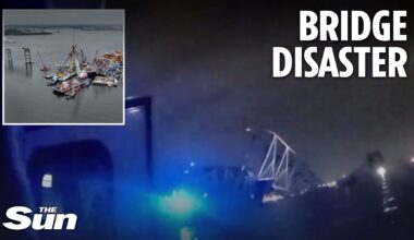 Chilling moment stunned emergency crew find Baltimore Bridge has collapsed after tragic crash