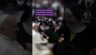 Pope swarmed by joyful nuns