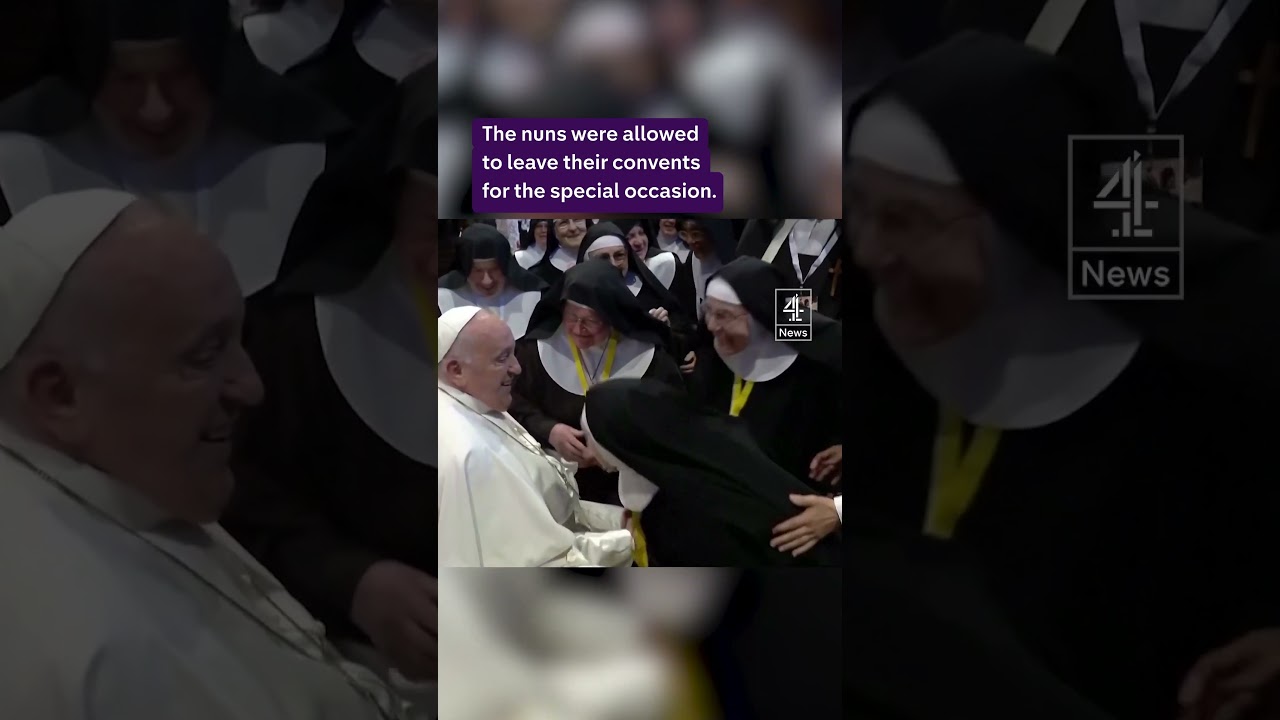 Pope swarmed by joyful nuns