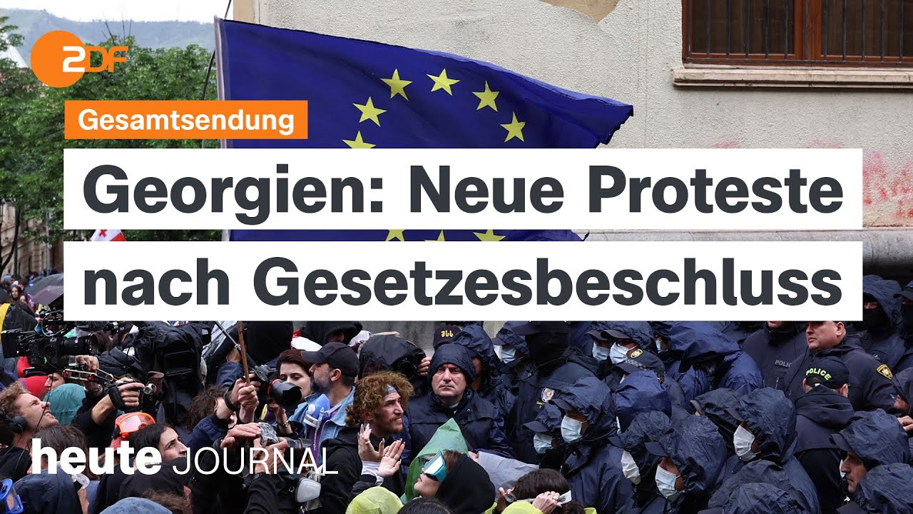 heute journal 14.05.24 Proteste Georgien, Sonderzölle auf Chinas E-Autos, Cannes Filmfest (english)
