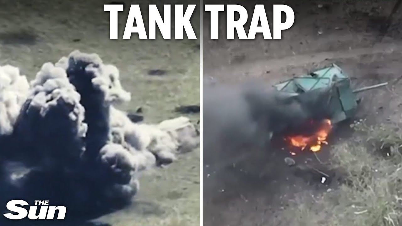 Russian ‘turtle tank’ obliterated while crossing Ukrainian minefield