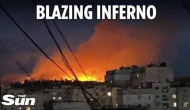 Raging fires light up the sky as Ukraine blasts Russian-held airport in two missile strikes