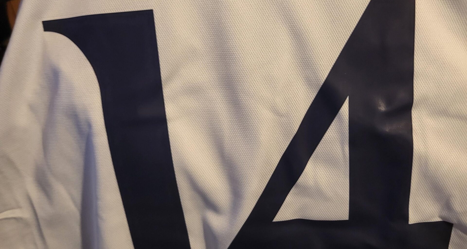 The jersey of the #14 goat came in today