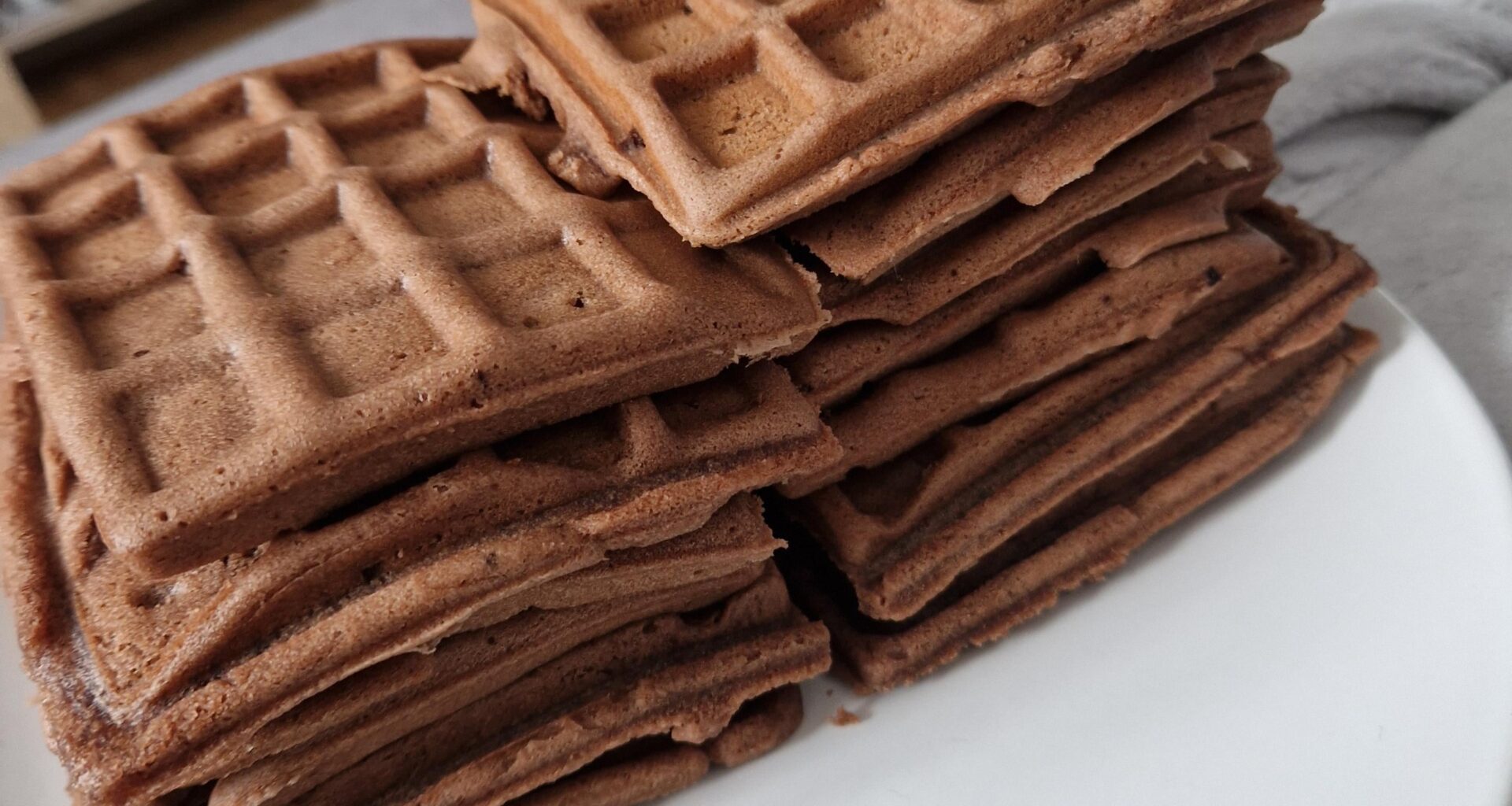 Gaufres goût chocolat en poudre