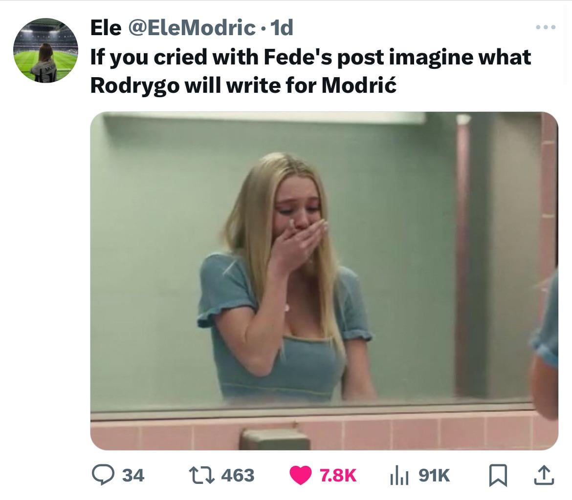 After seeing Fede’s post about Toni’s retirement, started crying even harder imagining what Rodrygo gonna write/post on Social Media when his Papa Modric announces his exit from Real Madrid next season!! 😭