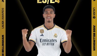 La Liga Player of the Season: Jude Bellingham.

19 goals, 6 assists on his first season in Spain for Real Madrid star