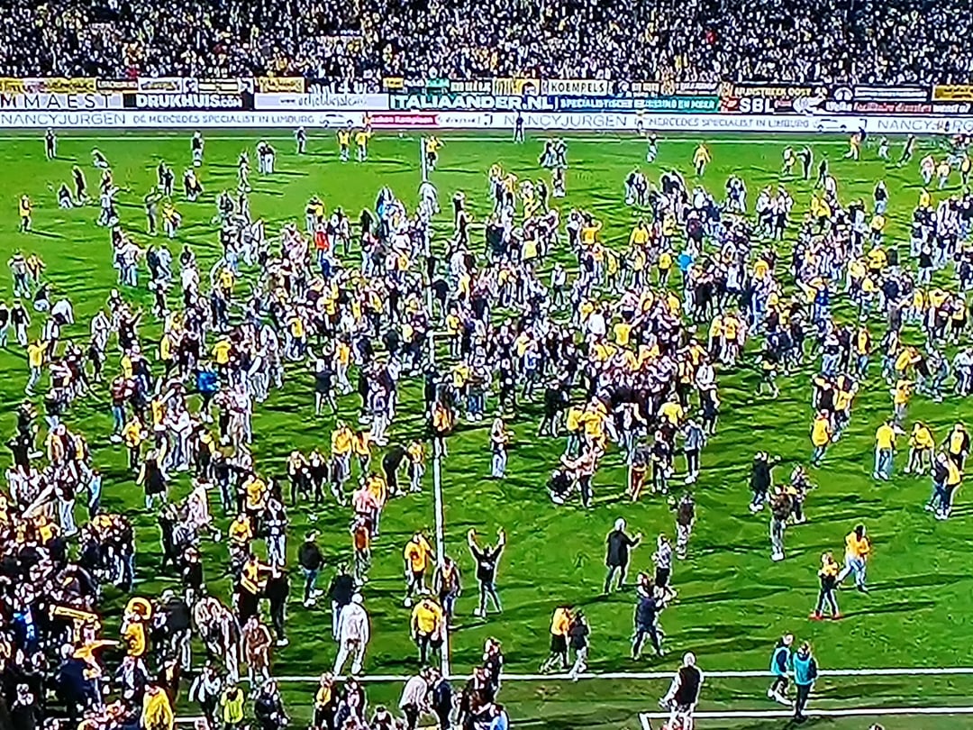 Roda fans celebrate the fact they aren't promoted yet.