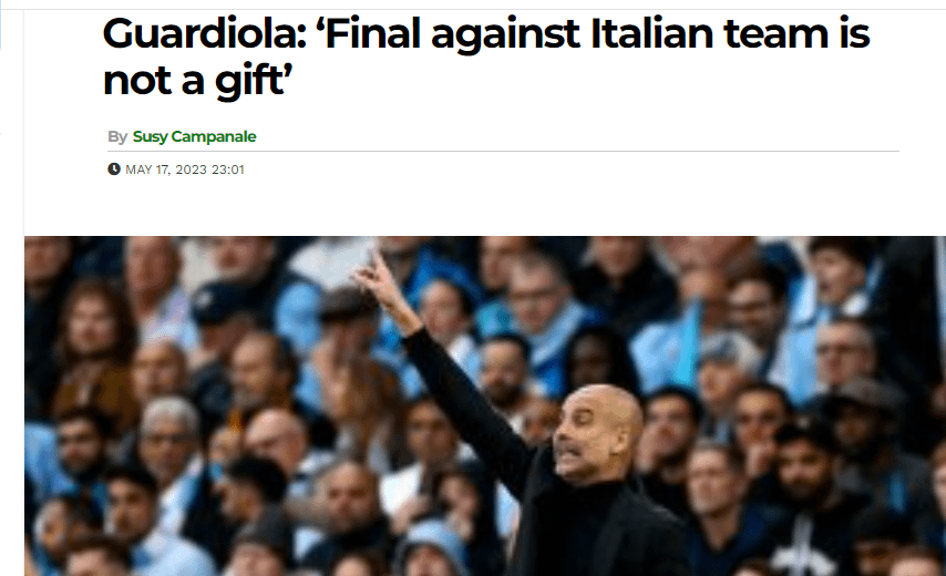 Italian team in a final is not a gift- Guardiola