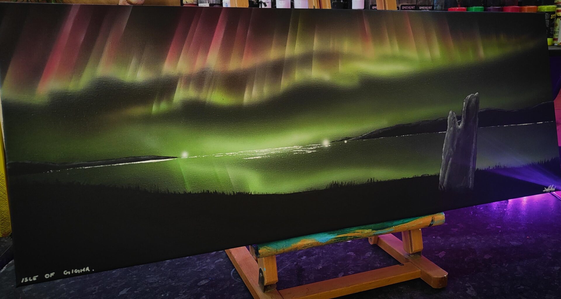 Northern lights over the Isle of Gigha (painting)