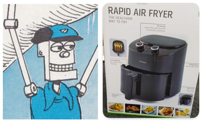 I’ve never thought about Brassneck, the robot character from the Dandy comic, for years. Then we got a new air fryer …