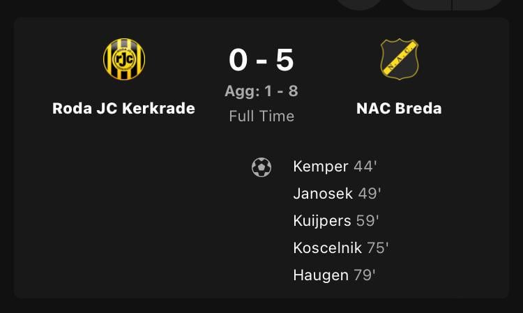NAC Breda utterly demolish pathetic Roda JC and are a step closer to promotion: 0-5 (1-8 agg.)