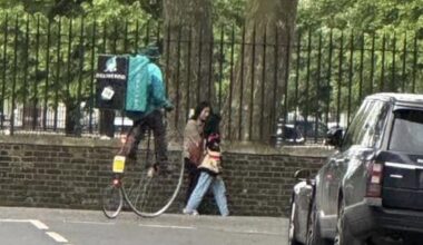 Deliveroo driver on a penny farthing might be one of the most London things I’ve ever seen!