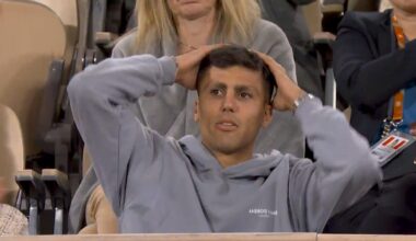 Rodri at Roland Garros today watching Rafa Nadal against Alexander Zverev