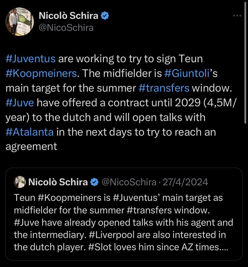 Juventus working to sign Teun Koopmeiners