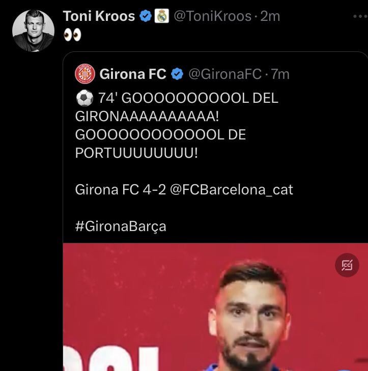 Toni Kroos reposted Girona tweet 👀