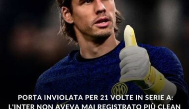 [FcIN] Sommer has 19 clean sheets, Audero has 2 clean sheets: 21 clean sheets in Serie A: Inter had never recorded more clean sheets in a single season (20 in 1988/89 with Giovanni Trapattoni as coach).