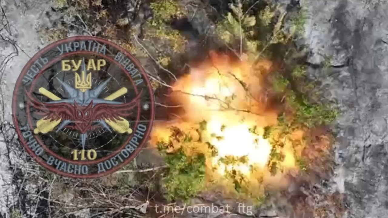 Ukrainian drones dropping fragmentation grenades on orcs trying to hide near Kharkiv