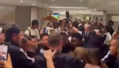 Carlo Ancelotti celebrating with the players!