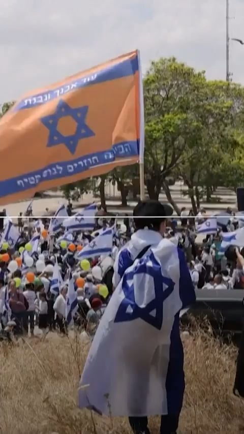 Manifestation de colons israéliens appelant à la colonisation de Gaza, soutenue par des membres influents du gouvernement Netanyahu.