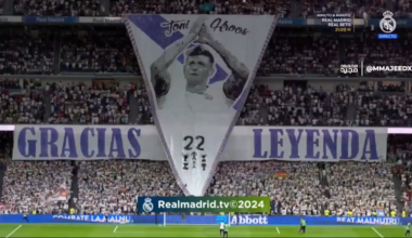 Tifo created by Real Madrid fans to give a legendary tribute to Toni Kroos for his last and final game at the Santiago Bernabeu for Real Madrid.